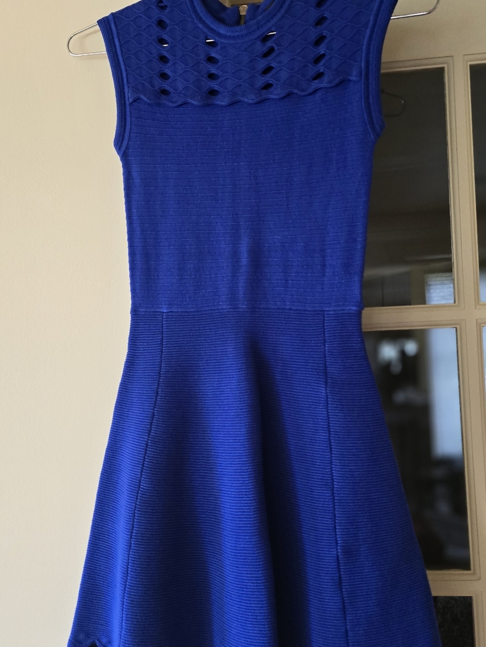 Ted Baker London Royal Blue Pointelle Knit Skater Dress - Size 0